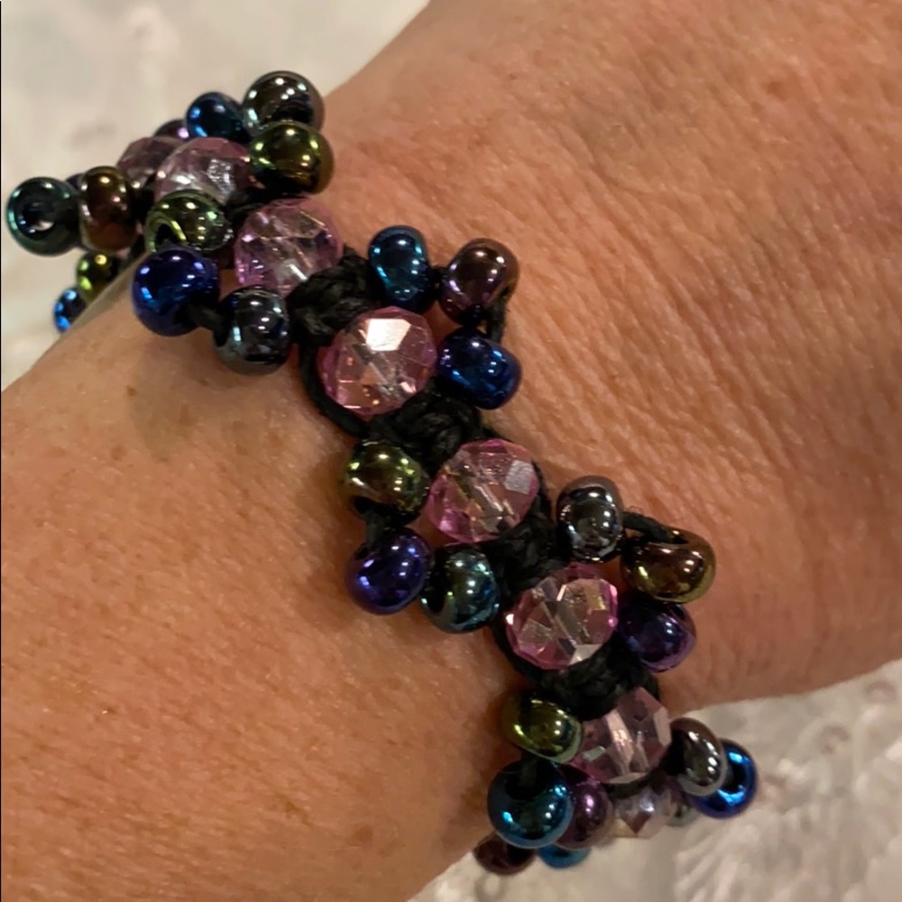 Brand New Purple Macramé Beaded Bracelet